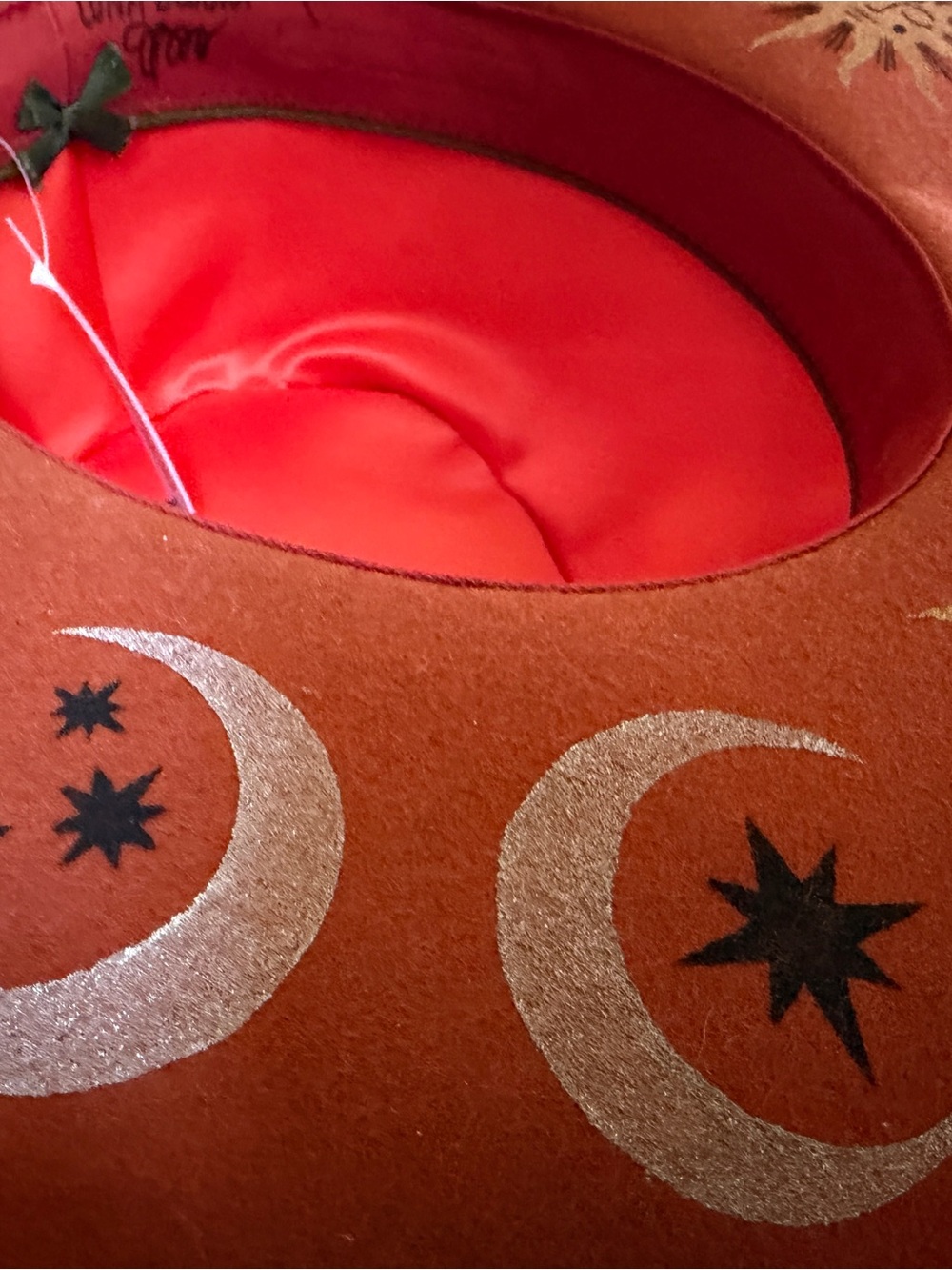 Shop Luna Bloom Hand-Painted Mystical Rust Felt Sun & Moon Hat - Picture 3 of 5